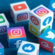 Social Media Icons on cubes in a pile