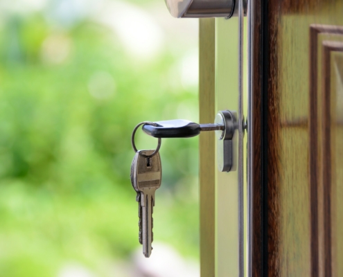 A key inside a door lock